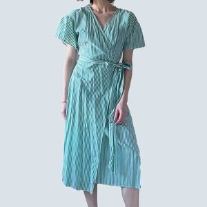 Striped Green Wrap Dress